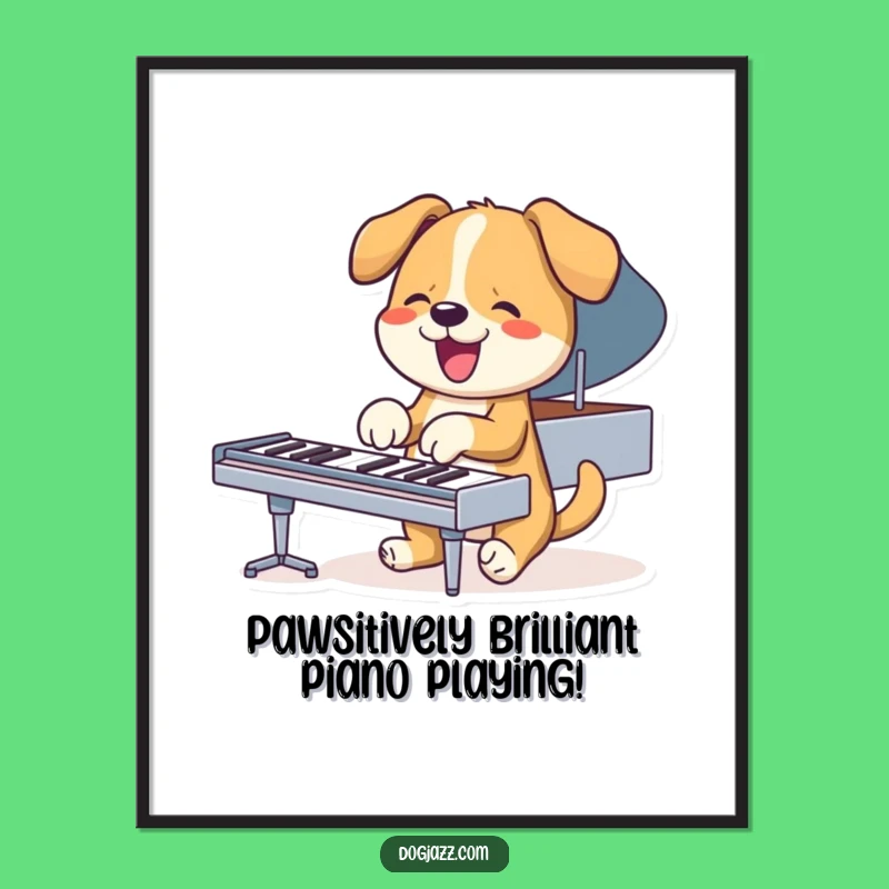 Free Printable Wall Art: Energetic Piano Dog Downloadable Art Print