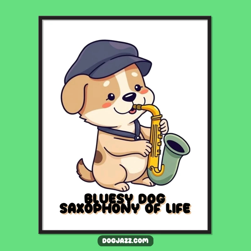 Free Printable Wall Art: Funny Dog Sax Player Downloadable Decor, DIY Gift