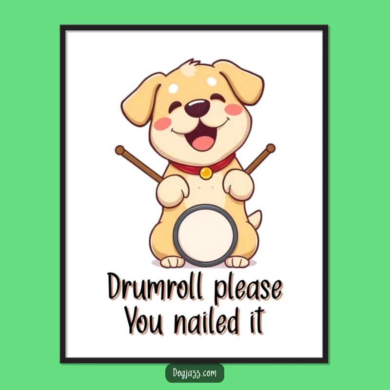 Free Printable Wall Art: Funny Drumming Dog, Hilarious Downloadable Decor for Music Lovers