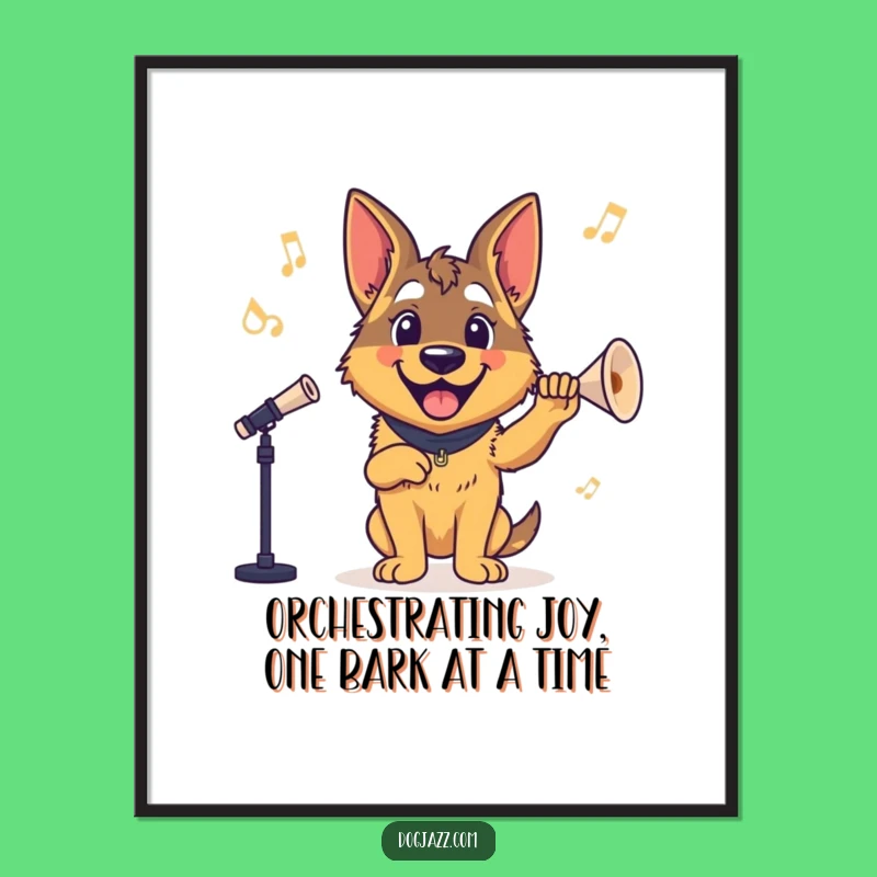 Free Printable Wall Art: German Shepherd Conductor - Funny Downloadable Decor