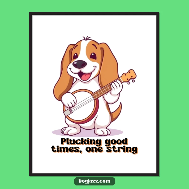 Funny Free Printable Wall Art: Basset Hound Banjo Bluegrass Humor Downloadable Art