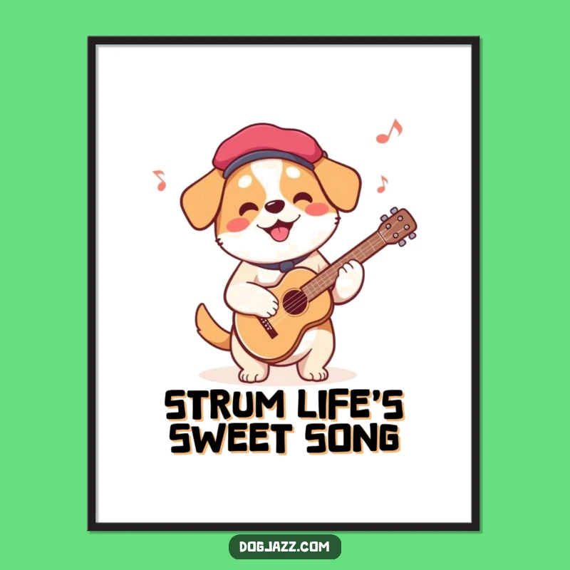 Funny Free Printable Wall Art: Dog Guitarist Chill Vibes!