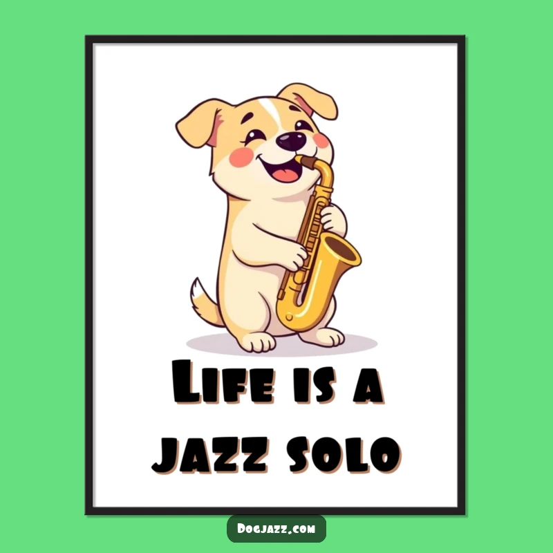 Free Printable Wall Art: Sax Playing Dog Funny Downloadable Decor
