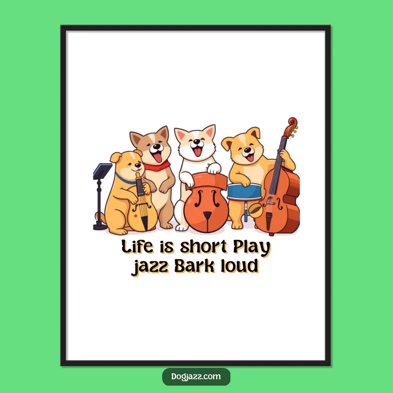 Free Printable Wall Art: Jazzy Dog Band Harmony Downloadable Art Print