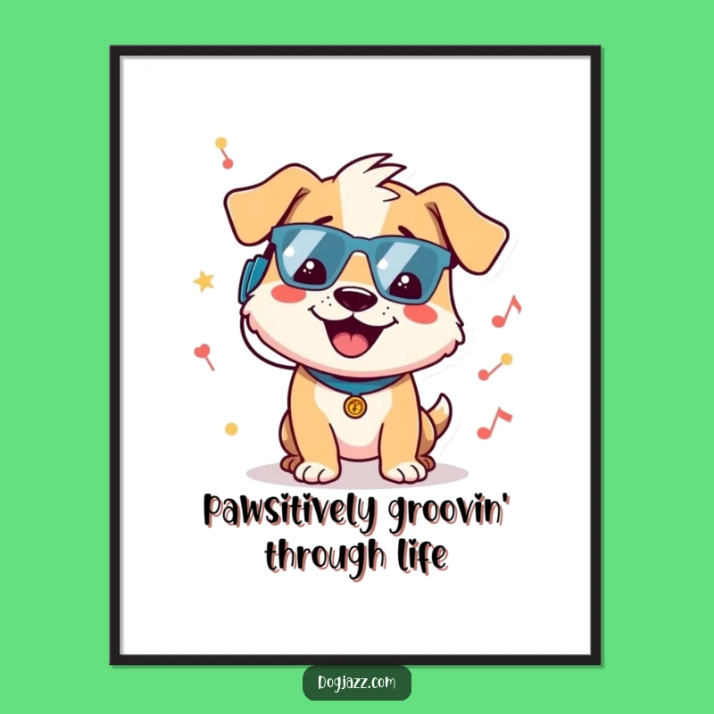 Free Printable Wall Art: Dog Jamming to Music, Funny Downloadable Decor for Music Lovers
