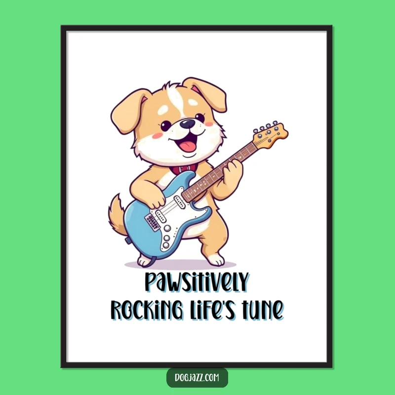 Free Printable Wall Art: Kawaii Dog Shreds Guitar - Funny Downloadable Decor!