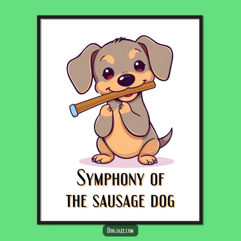 Free Printable Wall Art: Dachshund Flute Solo - Funny Downloadable Decor