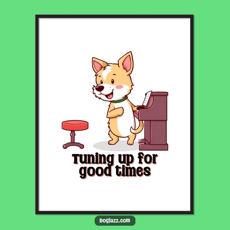 Free Printable Wall Art: Energetic Terrier Pianist, Whimsical Downloadable Decor