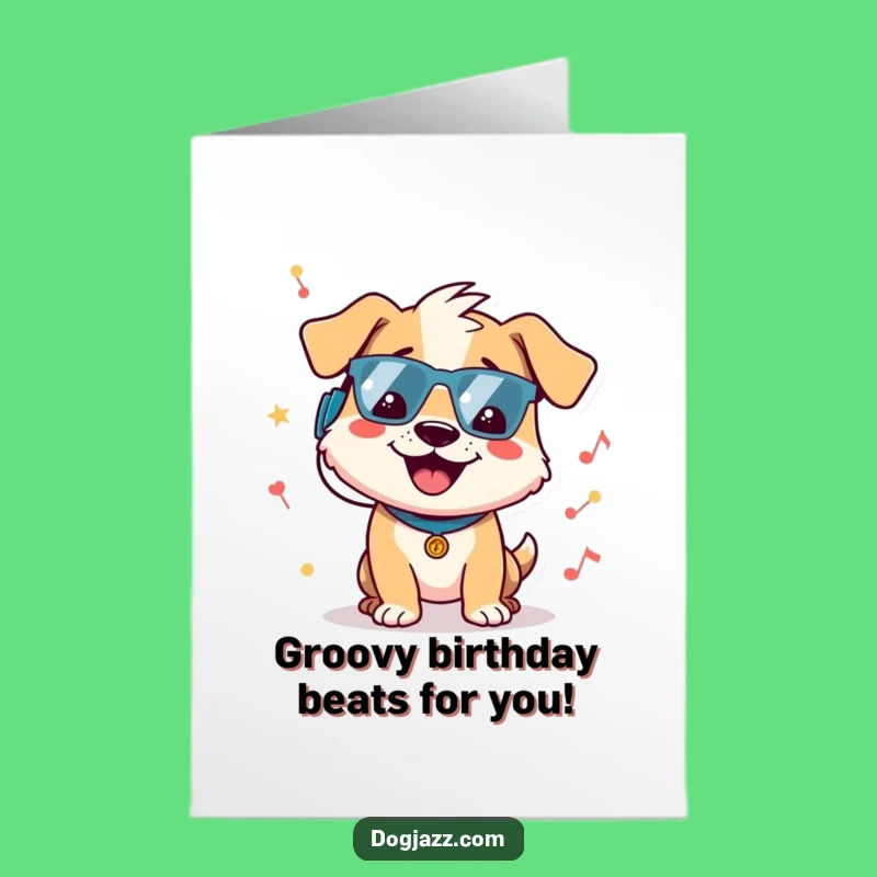 Free Printable Birthday Card: Dog Jamming Out, Funny Downloadable Gift for Music Lovers