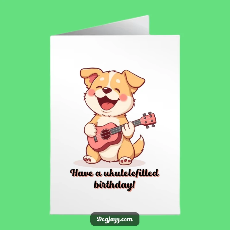 Free Printable Birthday Card: Happy Ukulele Dog for a Cheerful Downloadable Gift