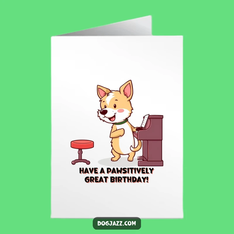Free Printable Birthday Card: Terrier Piano Player, Lively Downloadable Gift