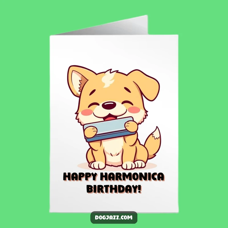 Free Printable Birthday Card: Harmonica Dog Blues - Funny Downloadable Gift!