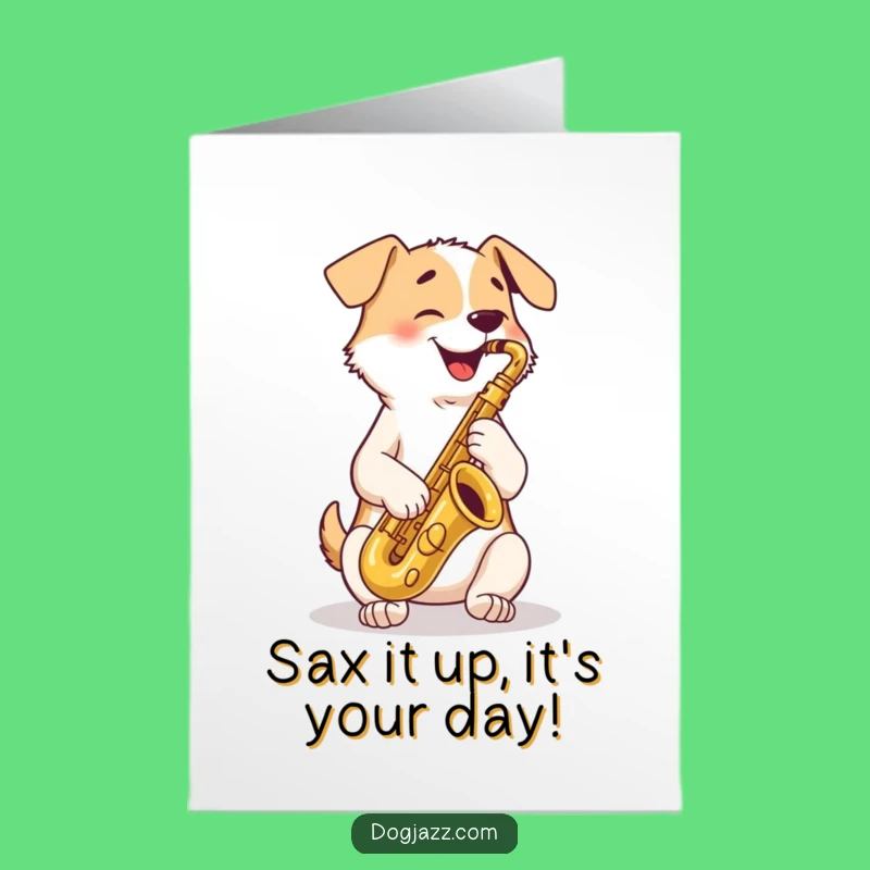 Happy Birthday Dog Saxophone Free Printable Card: Funny Music Gift!