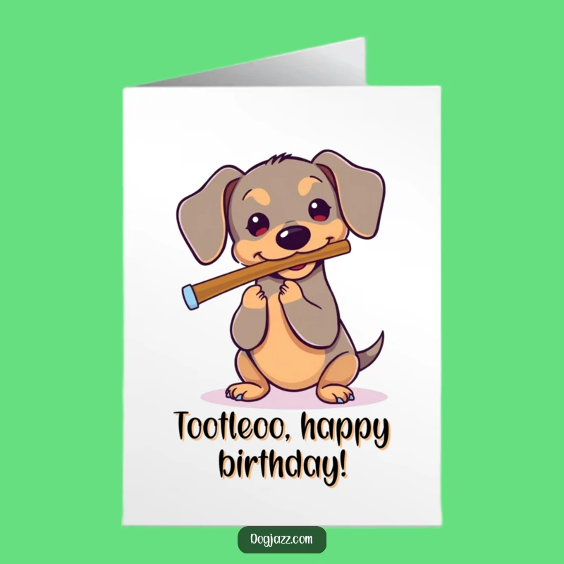 Free Printable Birthday Card: Dachshund Flute Solo - Funny Downloadable Gift