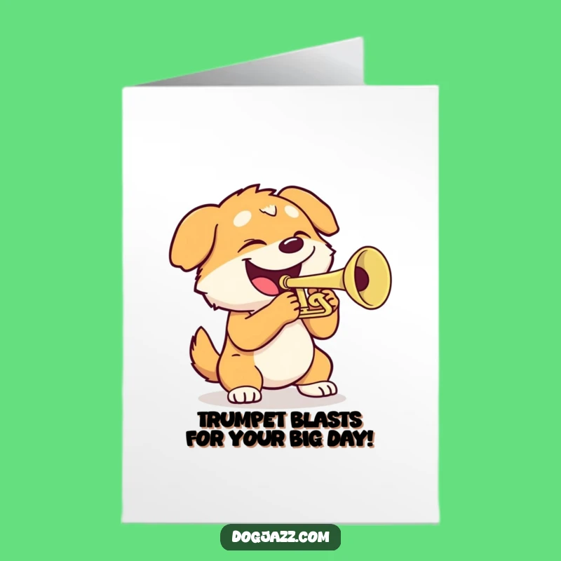 Free Printable Birthday Card: Trumpet Dog for a Loud & Funny Downloadable Gift