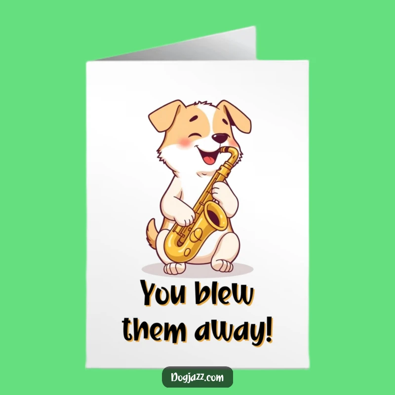 Congrats Dog Sax Free Printable Card: Funny Music Downloadable Gift!