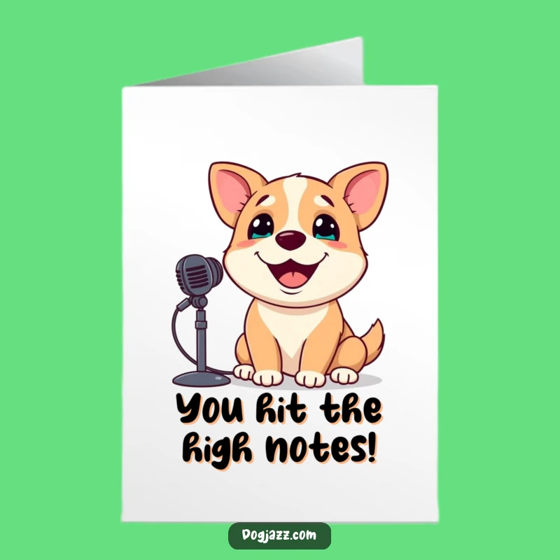 Free Printable Congrats Card: Cheerful Singing Dog, Downloadable Gift for a Star Performance