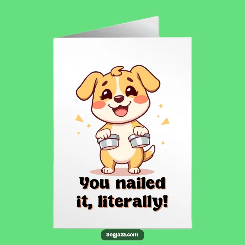 Free Printable Congrats Card: Cymbal Dog, Joyful Downloadable Success Gift!