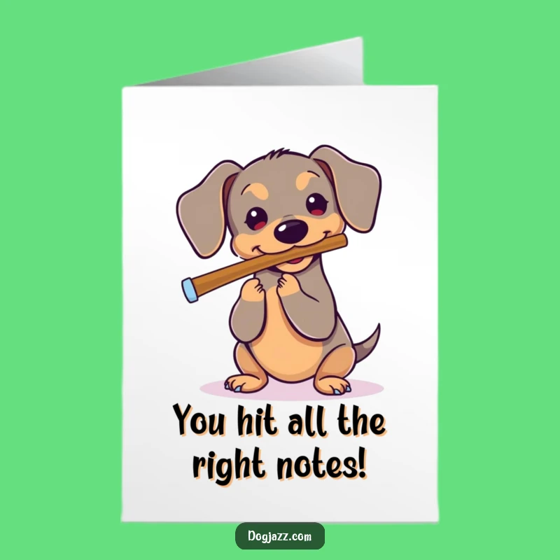 Free Printable Congrats Card: Dachshund Flute Solo - Funny Downloadable