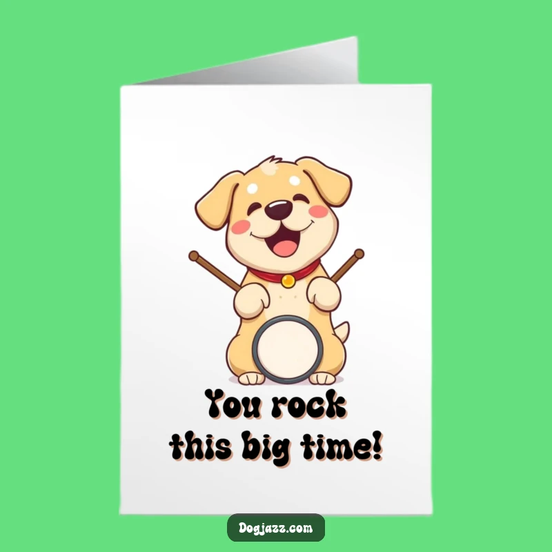 Free Printable Congrats Card: Drumming Dog Performance for a Funny Downloadable Gift