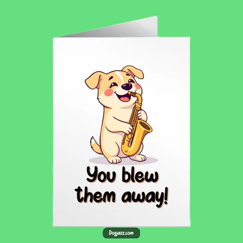 Free Printable Congrats Card: Sax Playing Dog Funny Downloadable for Winners
