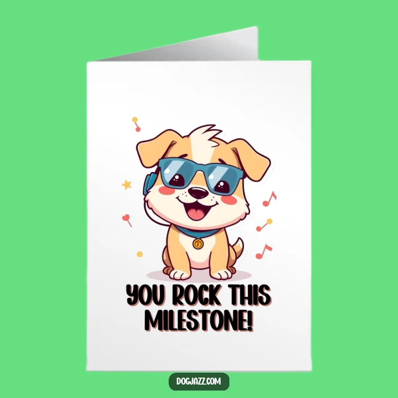 Free Printable Congratulations Card: Dog Jamming, Funny Downloadable for Achievements and Success