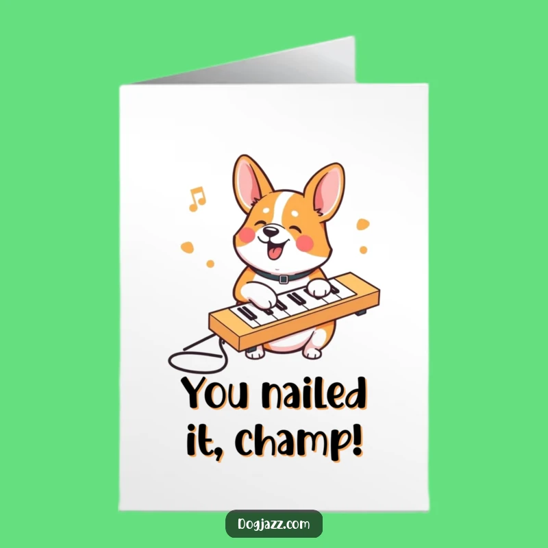 Free Printable Corgi Keyboard Congrats Card - Funny Doggo Downloadable Gift