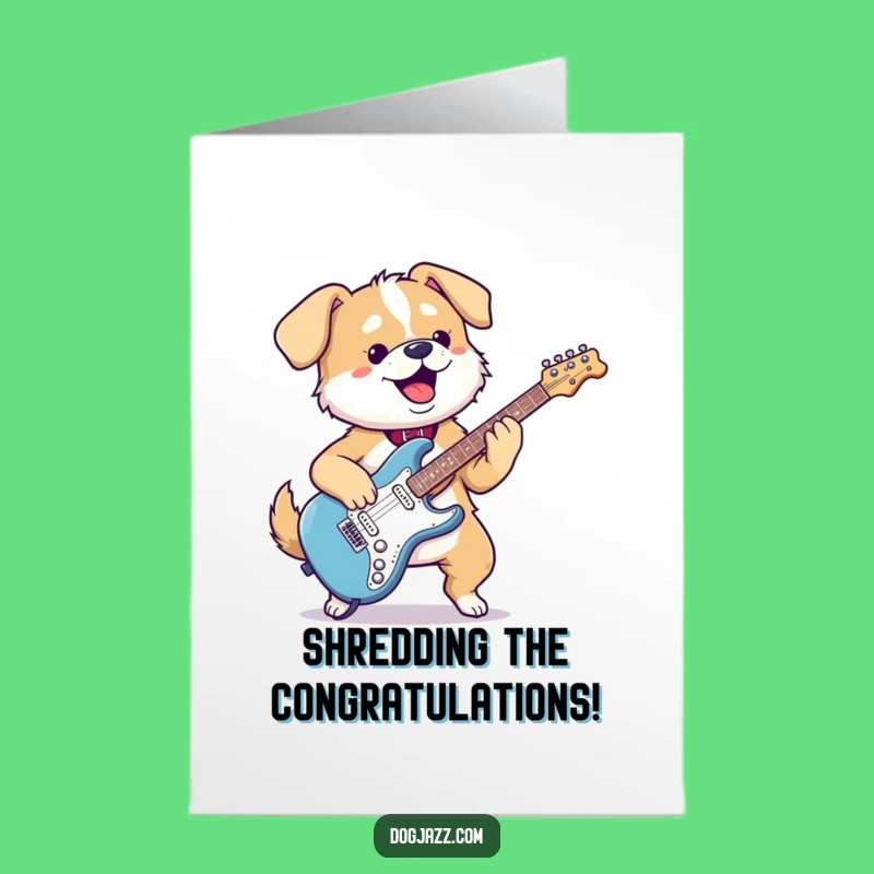 Free Printable Congrats Card: Kawaii Dog Rocks Out - Hilarious Downloadable Gift!