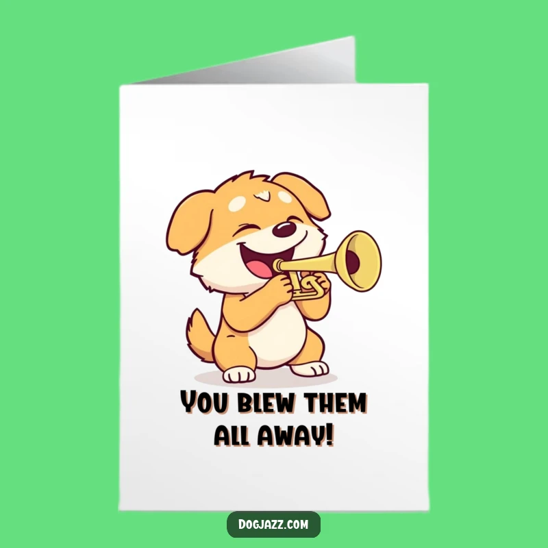 Free Printable Congrats Card: Trumpet Dog for a Joyful Downloadable Gift