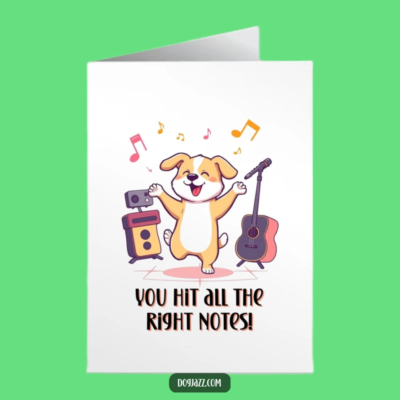 Free Printable Congrats Card: Jazzy Dog Celebration Greeting