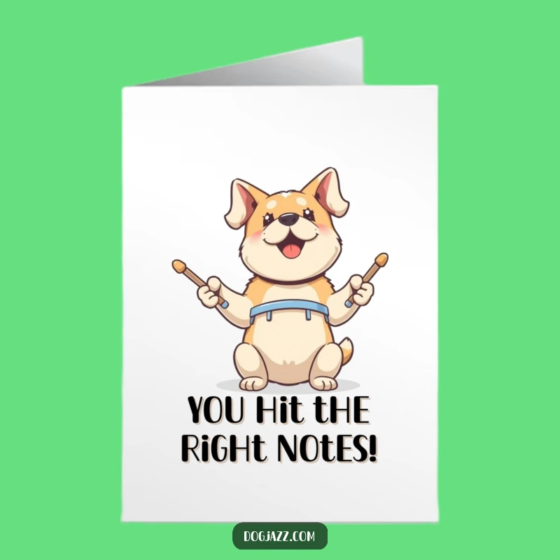 Congrats Dog Drums Free Printable Card: Funny Music Downloadable Gift!