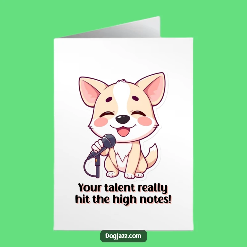 Free Printable Congrats Card: Crooning Dog Singer Downloadable Greeting for Success