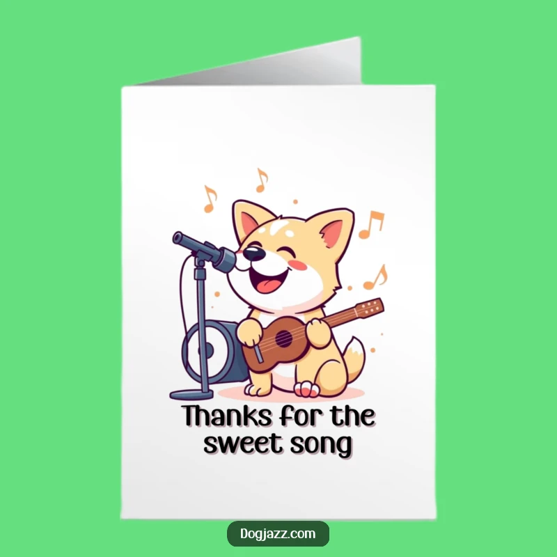 Free Printable Dog Thank You Card: Happy Singing Jazz Dog Greeting Card Download