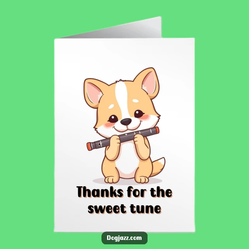 Free Printable Thank You Card: Dog Clarinetist, Grateful Melody, Thank You Downloadable Gift
