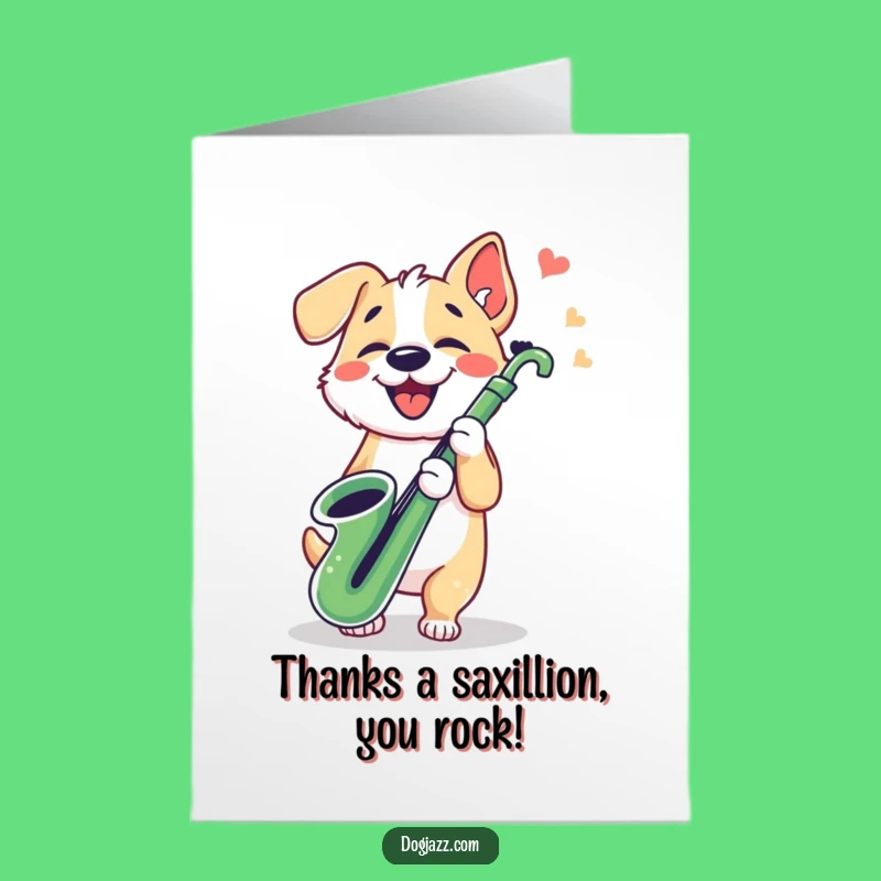Free Printable Thank You Card: Dog Sax Player Downloadable Greeting, Funny Gift