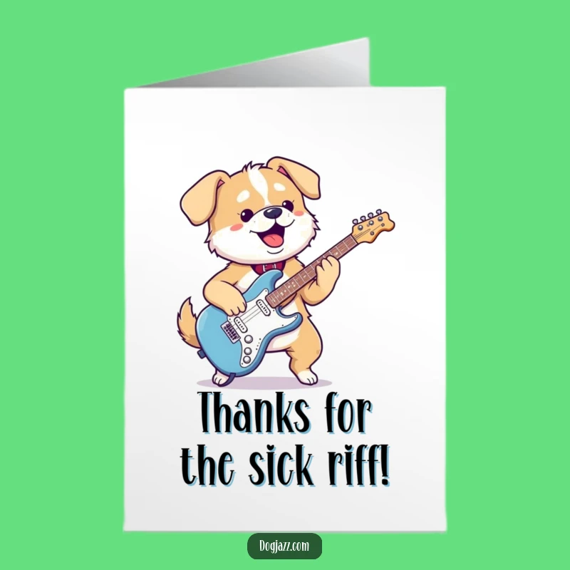 Free Printable Thank You Card: Guitar Dog Says Thanks - Funny Downloadable Gift!