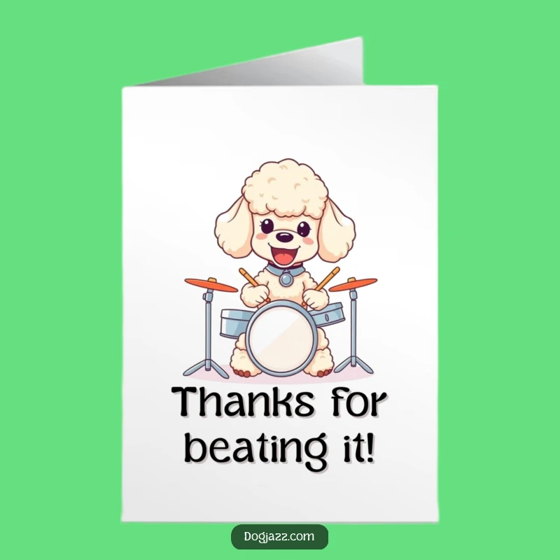 Free Printable Thank You Card: Poodle Beats, Groovy Gratitude Download