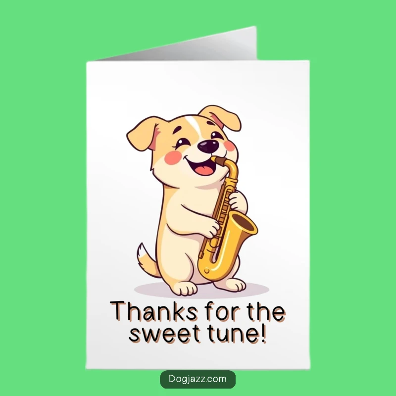 Free Printable Thank You Card: Sax Playing Dog Funny Gratitude Downloadable