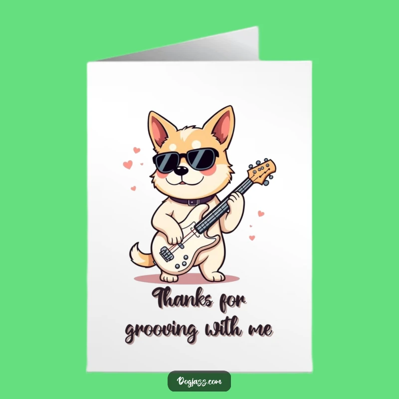 Free Printable Dog Thank You Card: Cool Jazz Bassist Dog Greeting Card Download