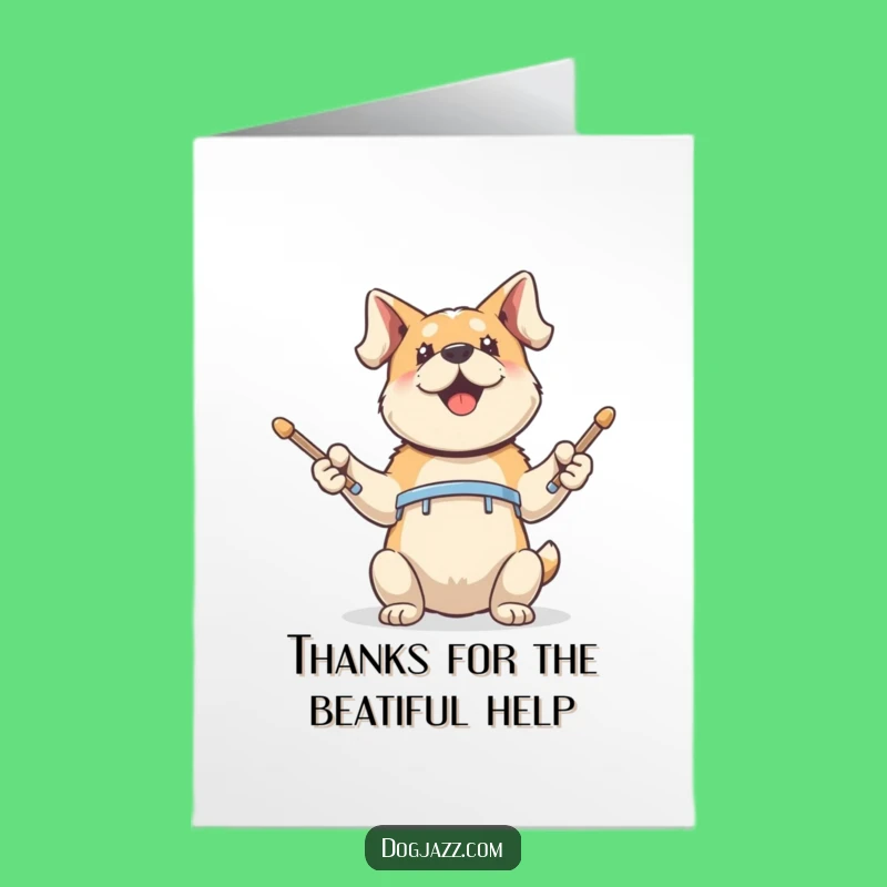 Thank You Dog Drums Free Printable Card: Funny Music Gift!