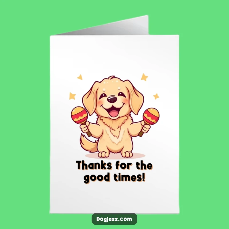 Free Printable Thank You Card: Golden Retriever Shaking Maracas - Funny Downloadable