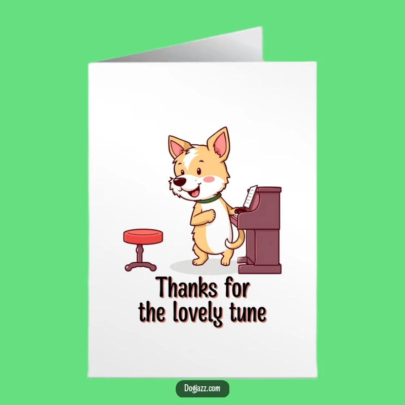 Free Printable Thank You Card: Piano Terrier Expressing Thanks, Downloadable Gift