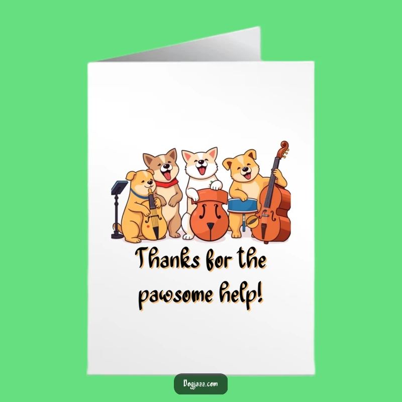 Free Printable Thank You Card: Jazz Dogs Melody of Gratitude Downloadable Gift