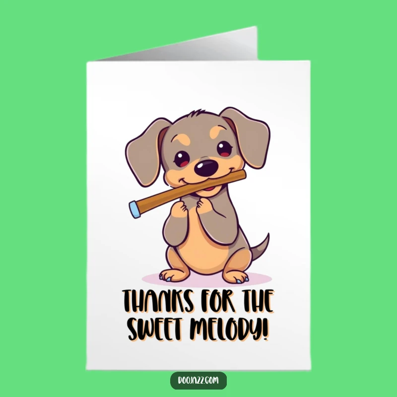 Free Printable Thank You Card: Dachshund Flute Solo - Funny Downloadable