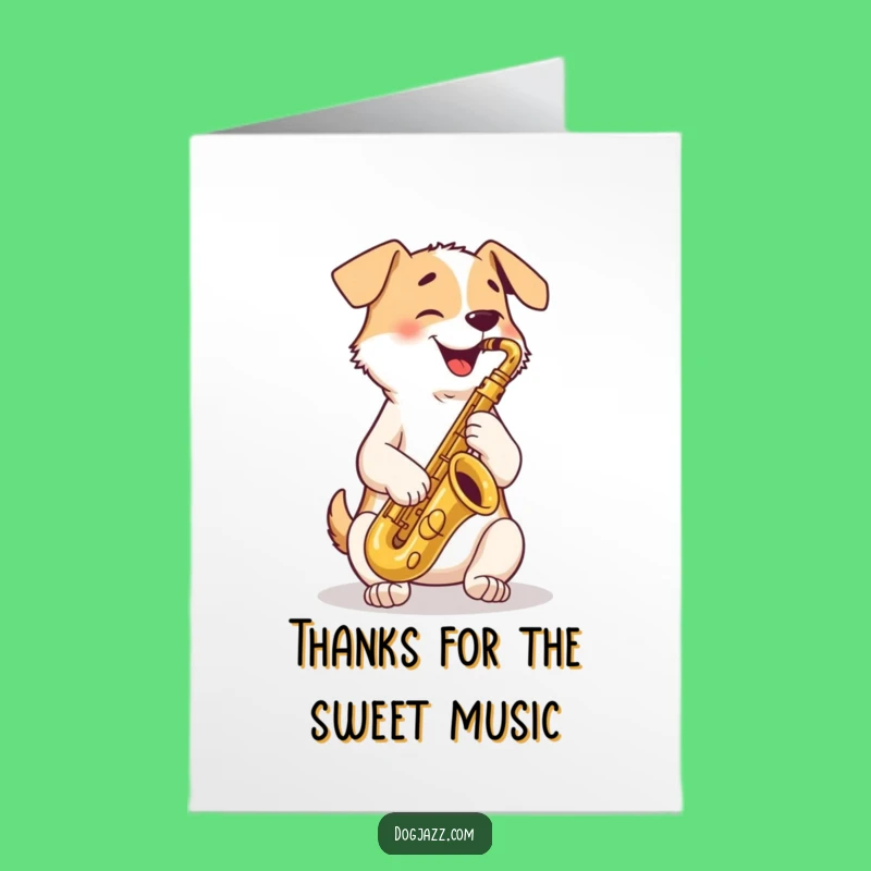Thank You Dog Saxophone Free Printable Card: Funny Music Gift!