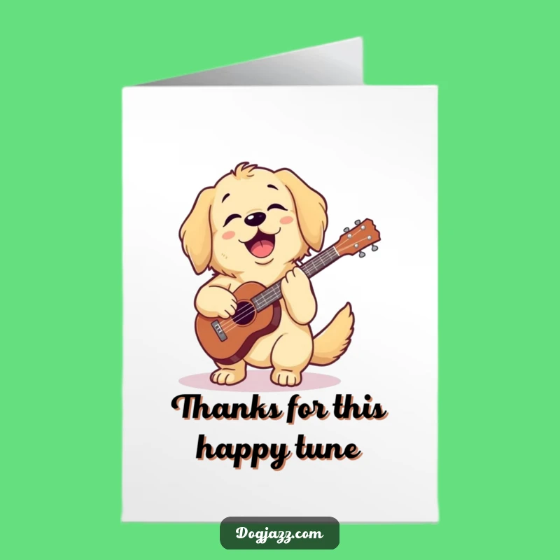Free Printable Thank You Card: Ukulele Retriever Expressing Thanks, Downloadable Gift