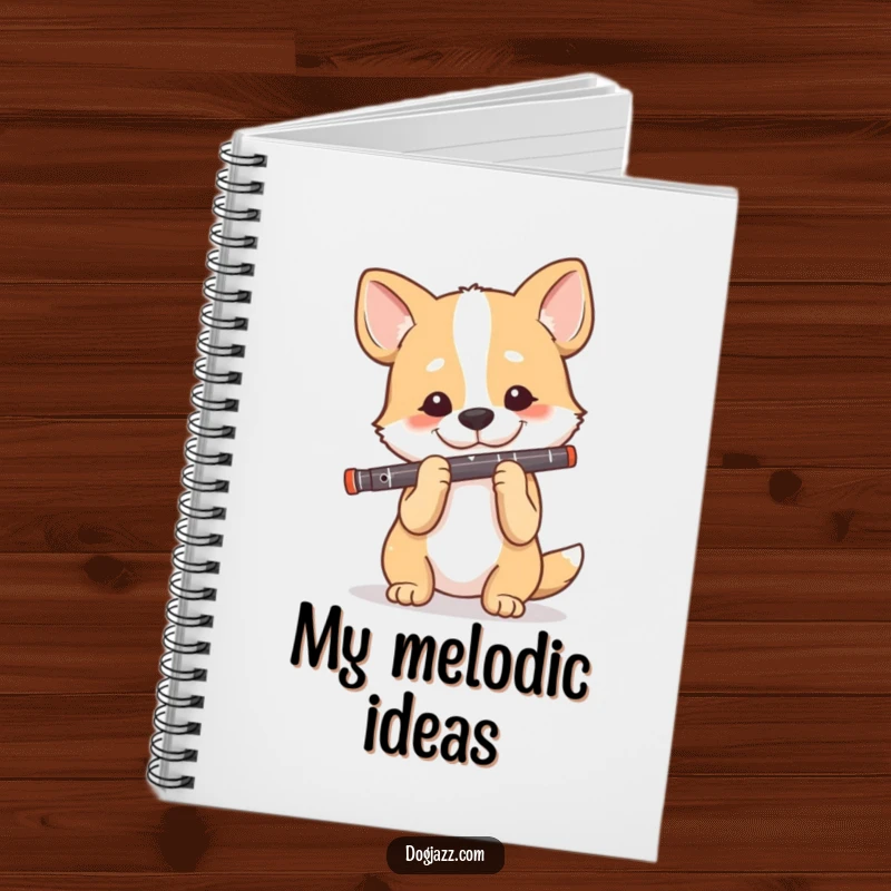 Funny Dog Clarinet Player Notebook, a happy dog plays the clarinet, ideal for capturing musical ideas.