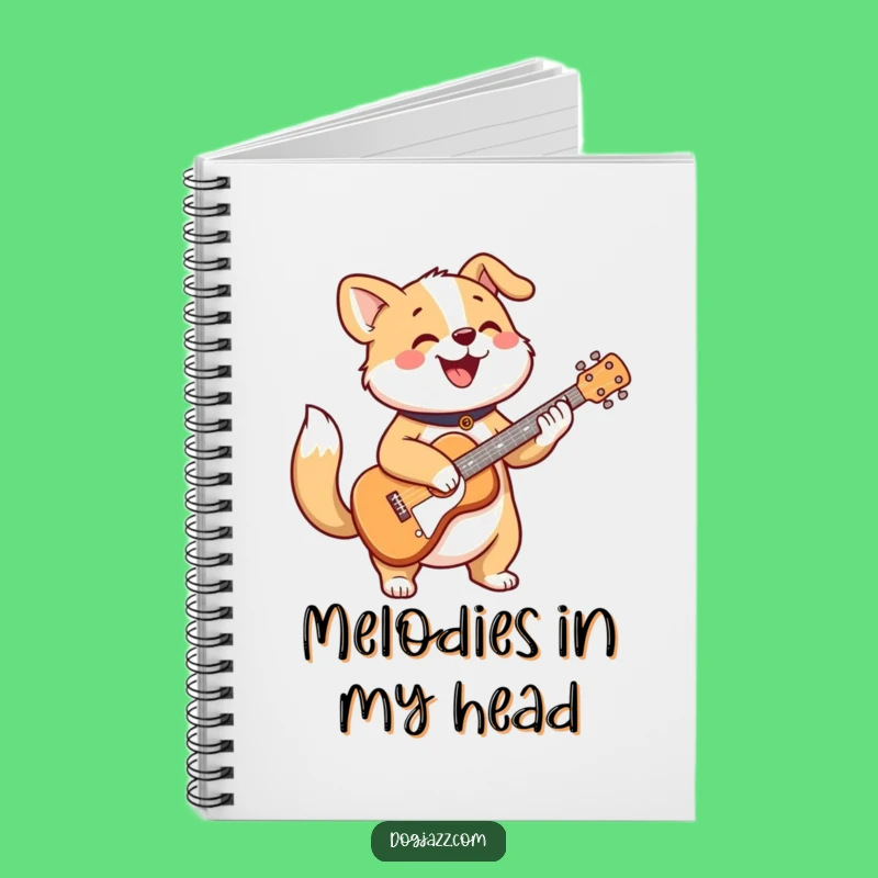 Funny Dog Music Notebook: Cheerful Guitar Player Diary Gift