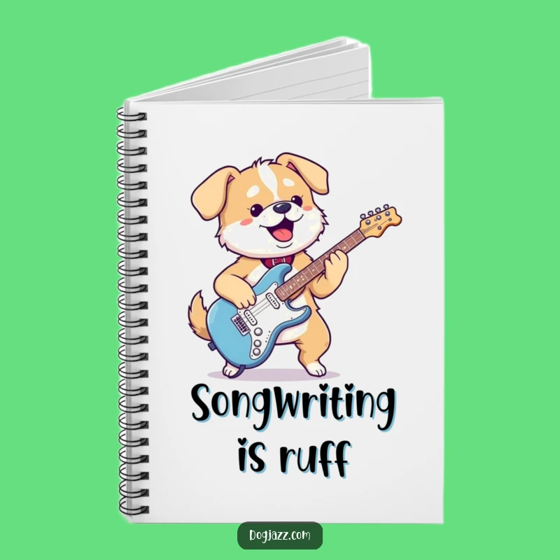Funny Kawaii Dog Guitar Notebook - Gleeful Pup Music Journal Gift