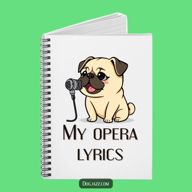 Funny Pug Rockstar Notebook: Vintage Mic Pug Sings, Perfect for Songwriting